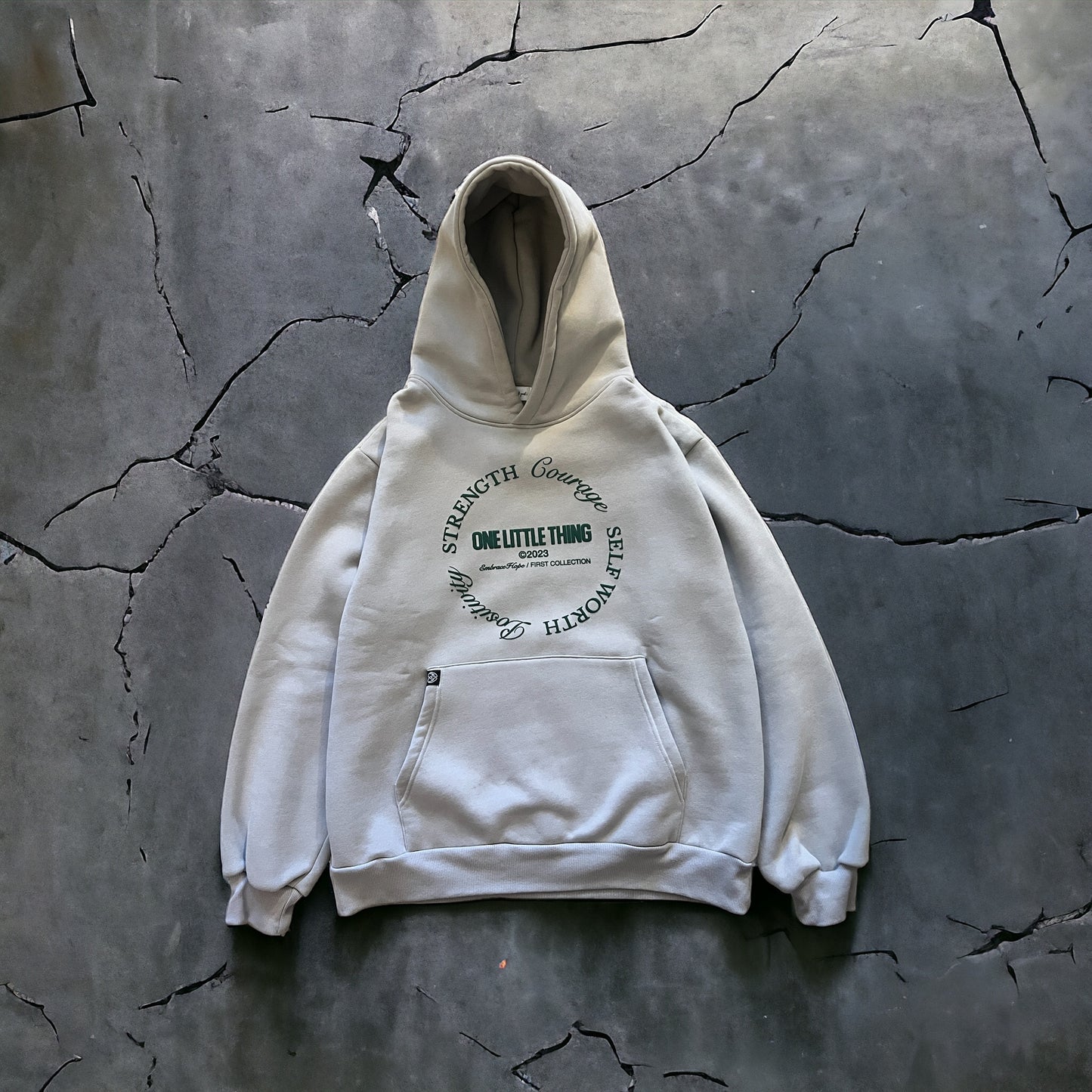 Unisex Grey Strength Hoodie (Puff Green Logo)