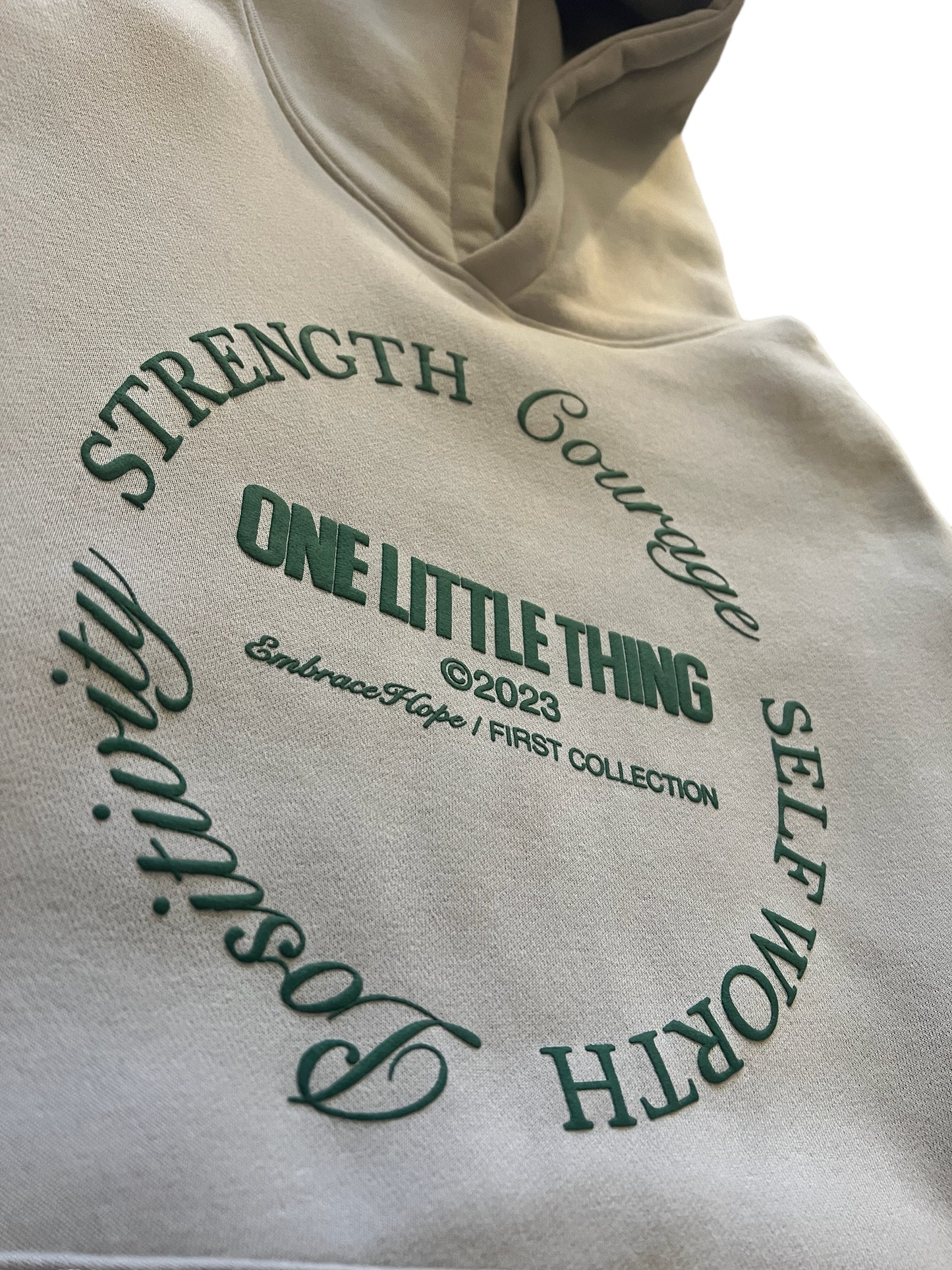 Unisex Grey Strength Hoodie (Puff Green Logo)