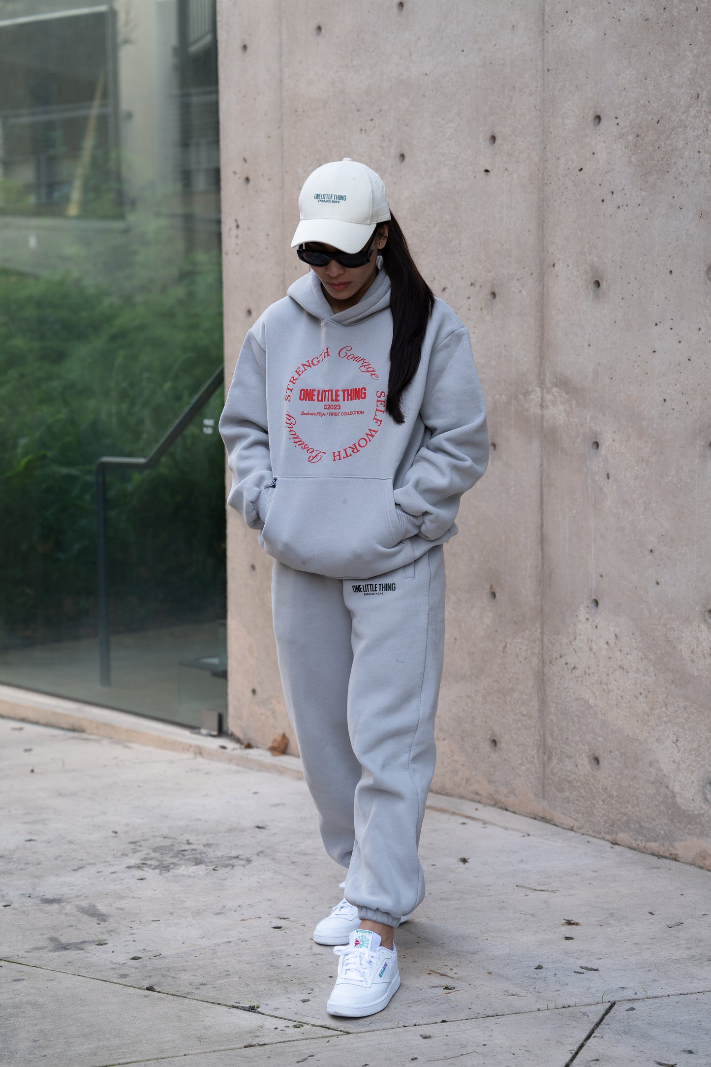 Unisex Grey Strength Hoodie (Puff Vermillion Logo)